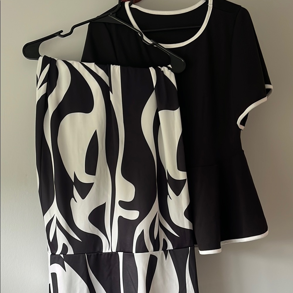 SHEIN Black and White Skirt Set